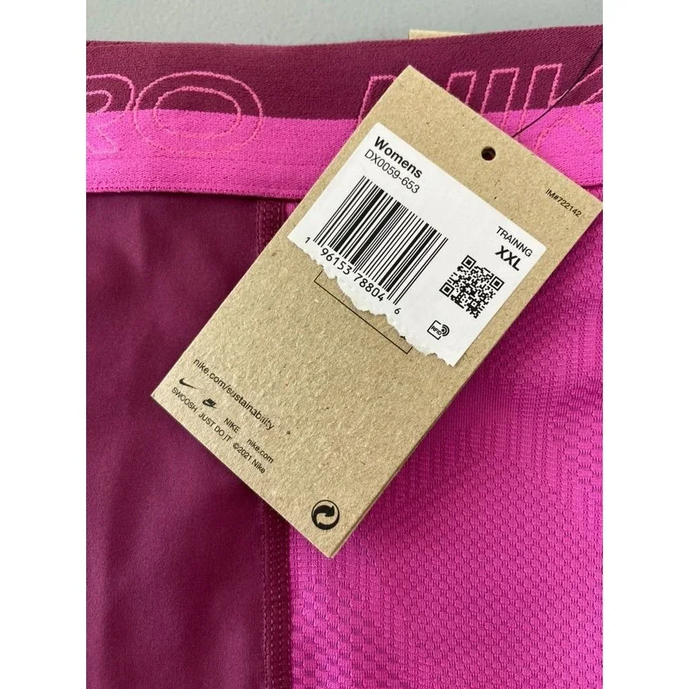 Nike Pro women's XXL‎ pink tight fit compression high rise shorts with pockets
